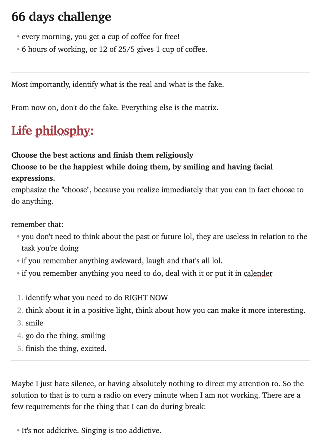 A page from my old productivity notes