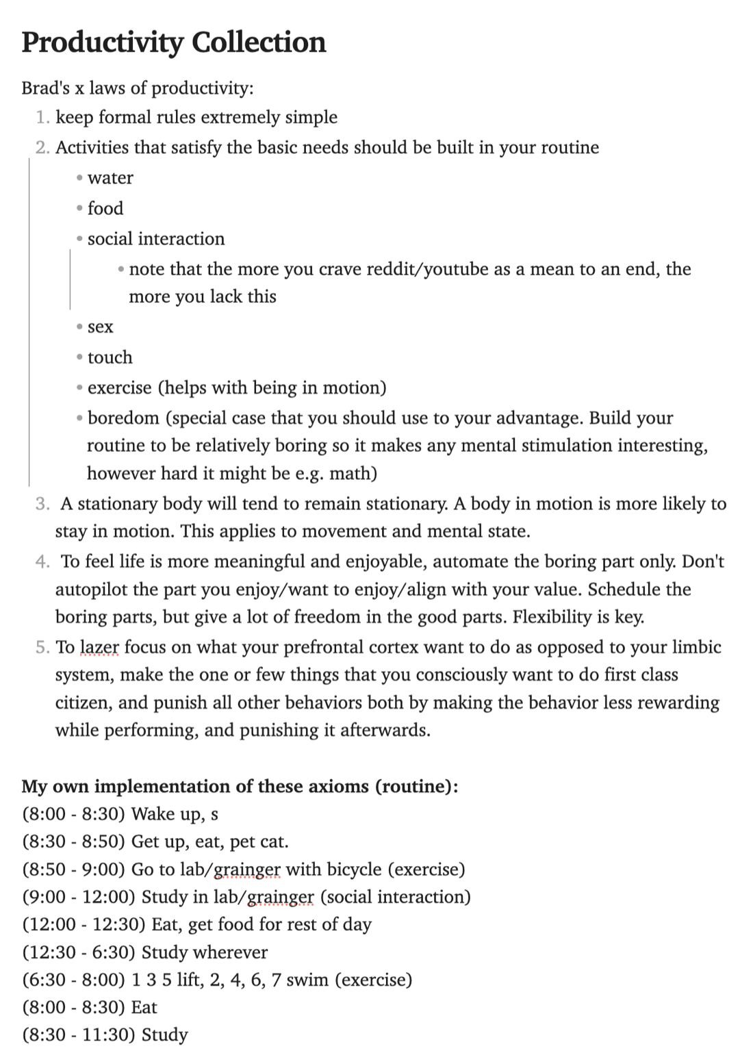 A page from my old productivity notes