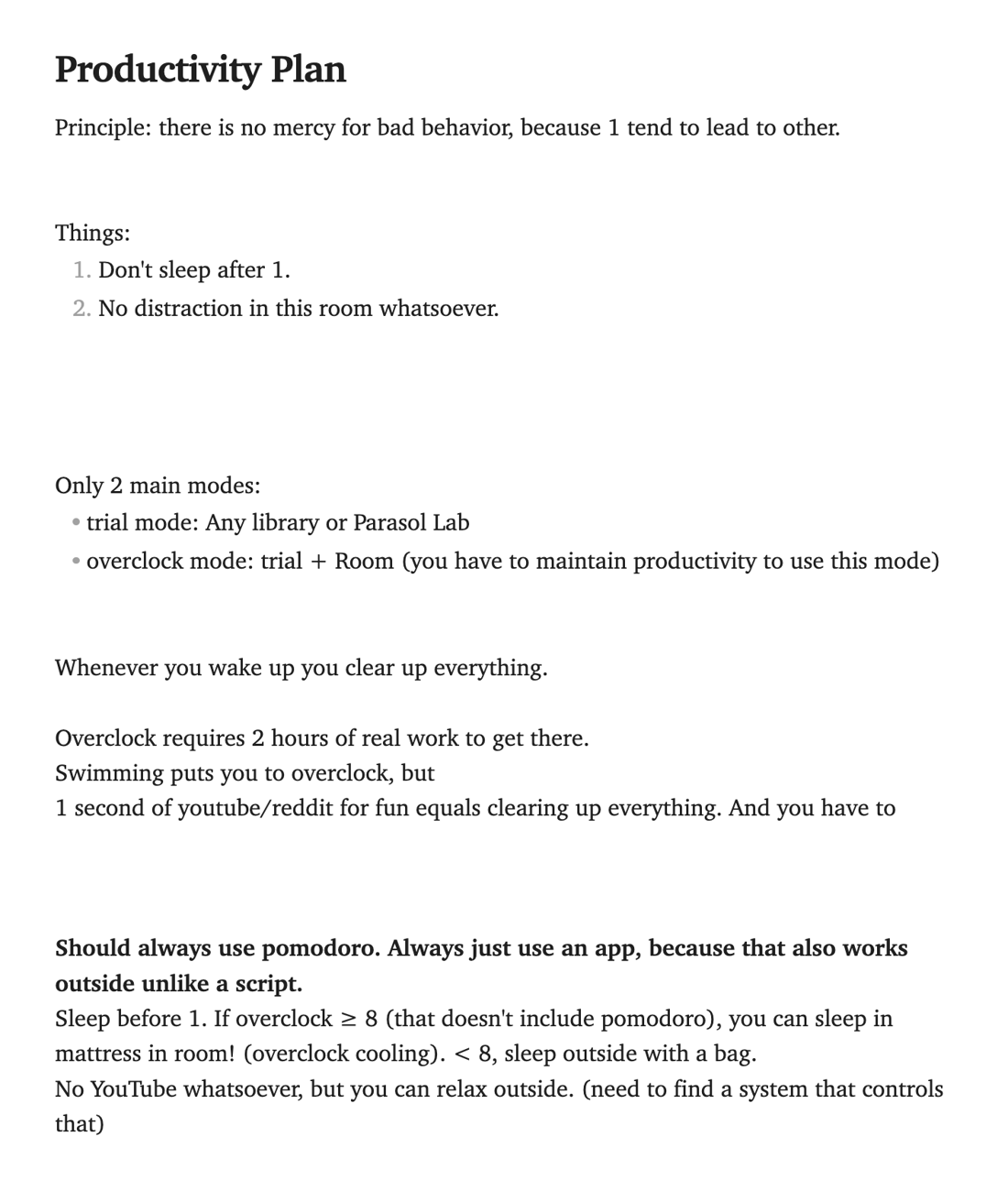 A page from my old productivity notes